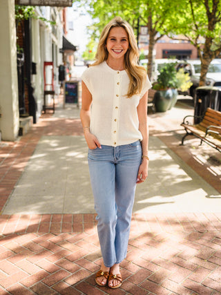 Cap sleeve button down cardigan