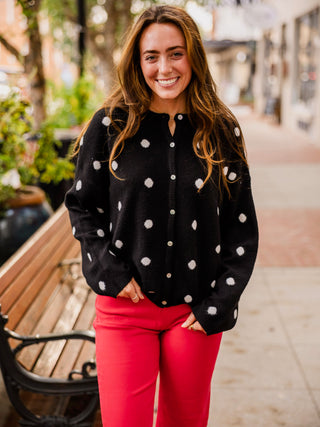 Black & white dot cardigan