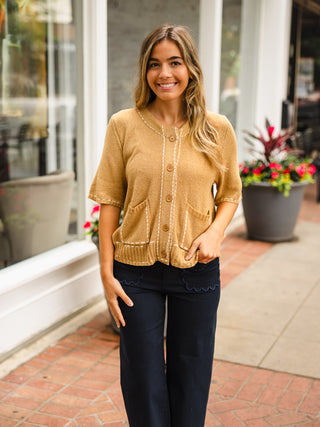 Taupe stitch detail cardigan