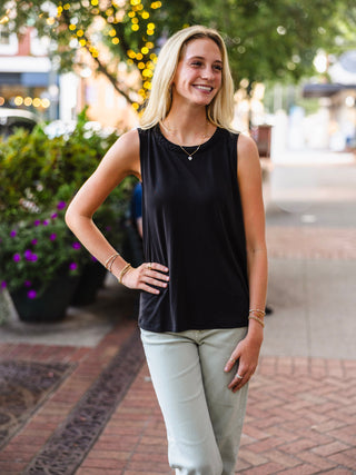 Modal sleeveless braided neck top