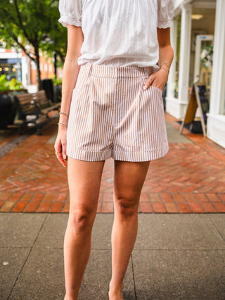 Beige Stripe Lined Shorts