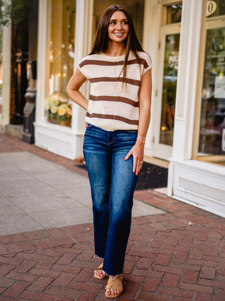 Stripe front seam sweater
