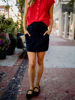 Pocket knit mini skirt