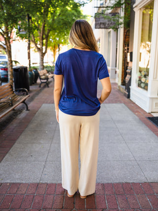 Linen blend wide leg pants