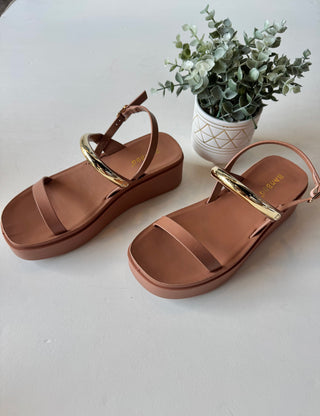 Tan gold trim sandal