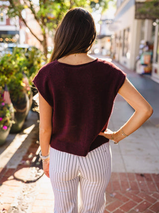 Dark cherry button down sweater