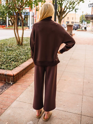 Espresso mock neck pullover