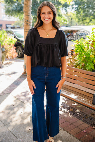 Square neck bubble crop top
