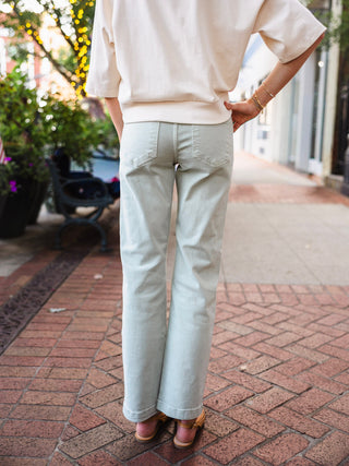 Risen pistachio mid rise ankle jeans
