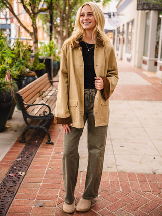 Khaki corduroy collared field jacket