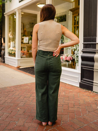 Tan sleeveless high neck top