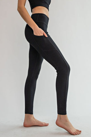 Black rib yoga leggings