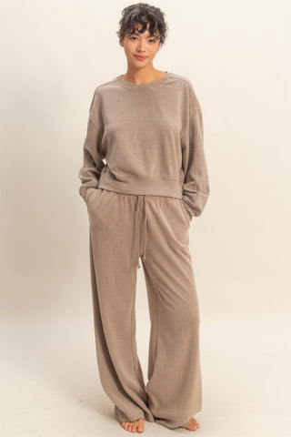 Soft ribbed wide leg sweatpants
