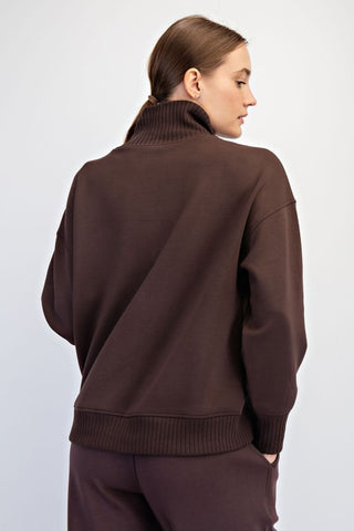 Espresso mock neck pullover