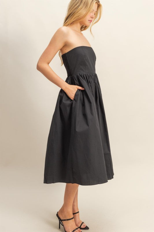 Strapless fit & flare midi dress – ImageBoutique