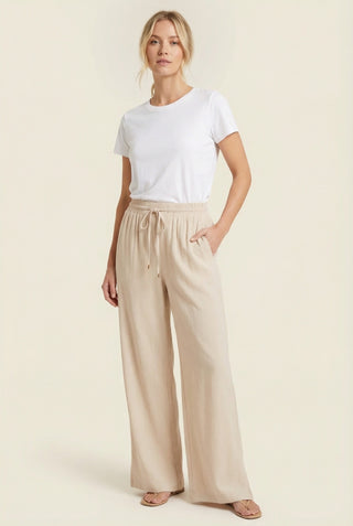 Linen blend wide leg pants