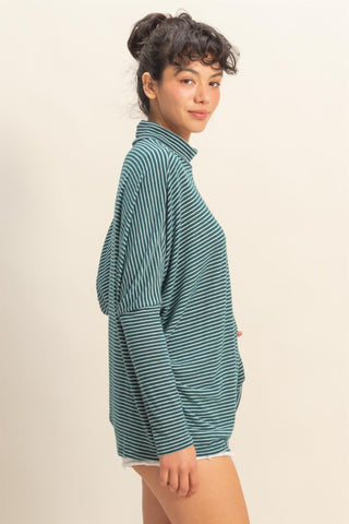 Oversized striped turtleneck top