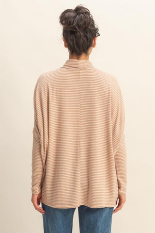 Oversized striped turtleneck top