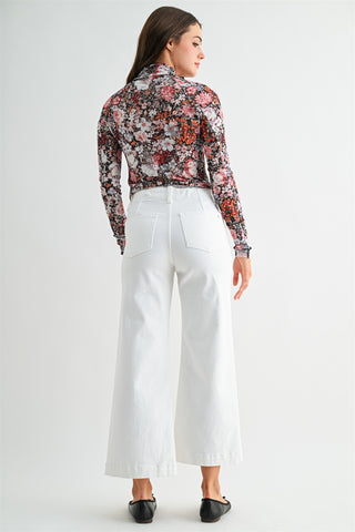 White wide crop jeans