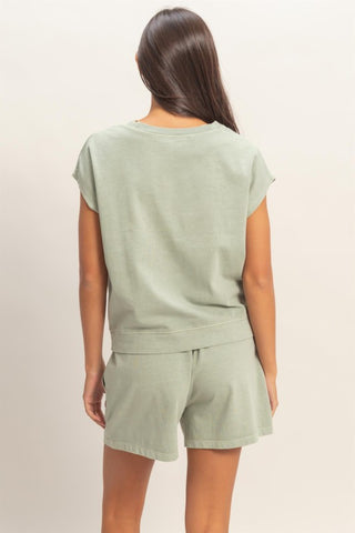 Sage cotton shorts