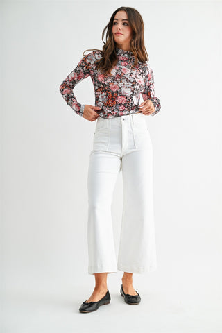 White wide crop jeans