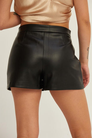 Leather flap pocket skort