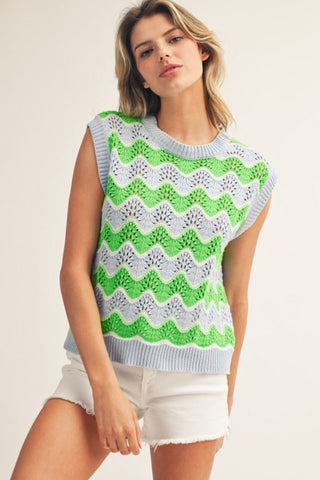 Blue & green wave sweater