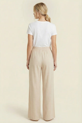 Linen blend wide leg pants