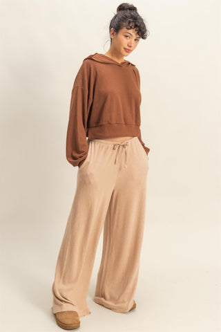 Brushed wide leg pants