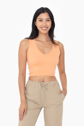 Seamless ribbed V neck tank