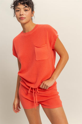 Knit drawstring shorts
