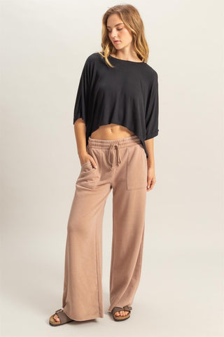 Taupe wide leg sweatpants