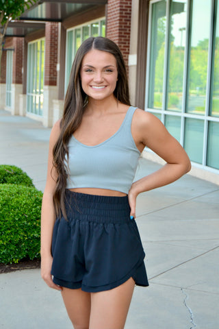 One size rib crop tank