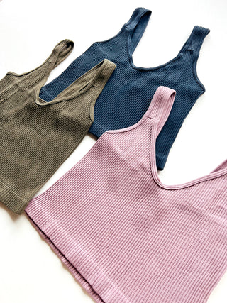 One size rib crop tank