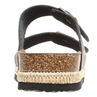 Black double strap slip on sandal