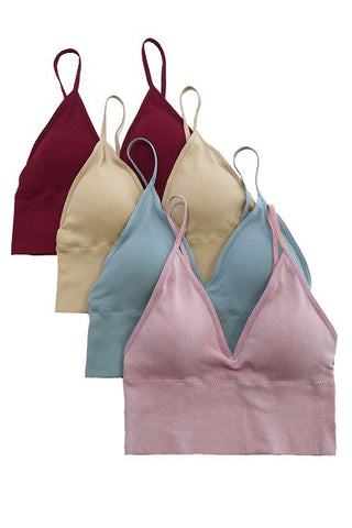 Seamless deep V ribbed bralette