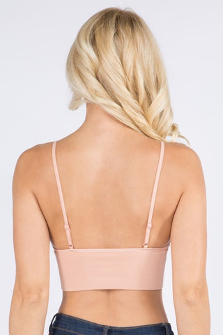 Seamless deep V ribbed bralette