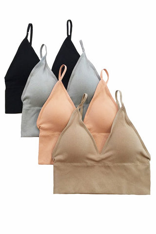 Seamless deep V ribbed bralette