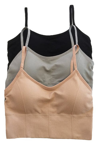 Ribbed seamless long line bralette