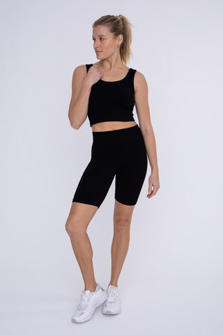 Ribbed biker shorts